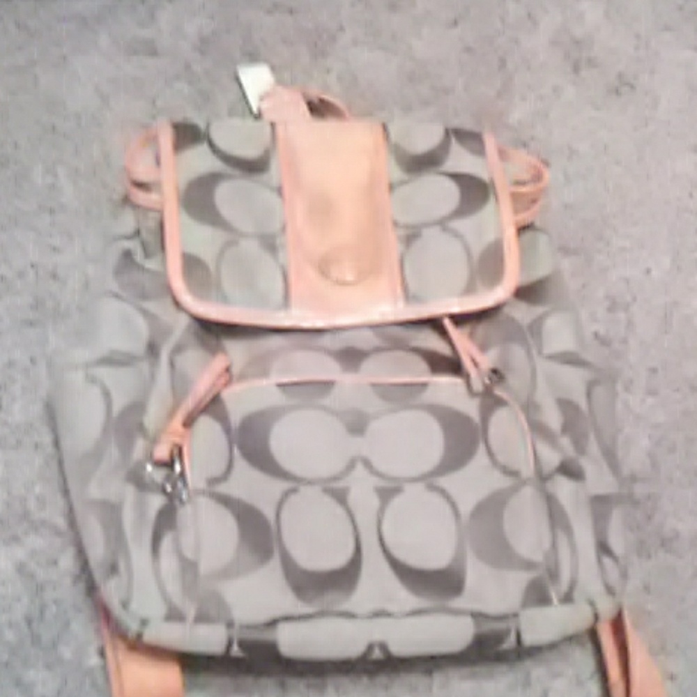 💙Coach signature khaki/orange spice backpack 💙